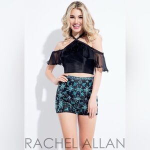 Rachel Allan Black and Blue Two-Piece Set